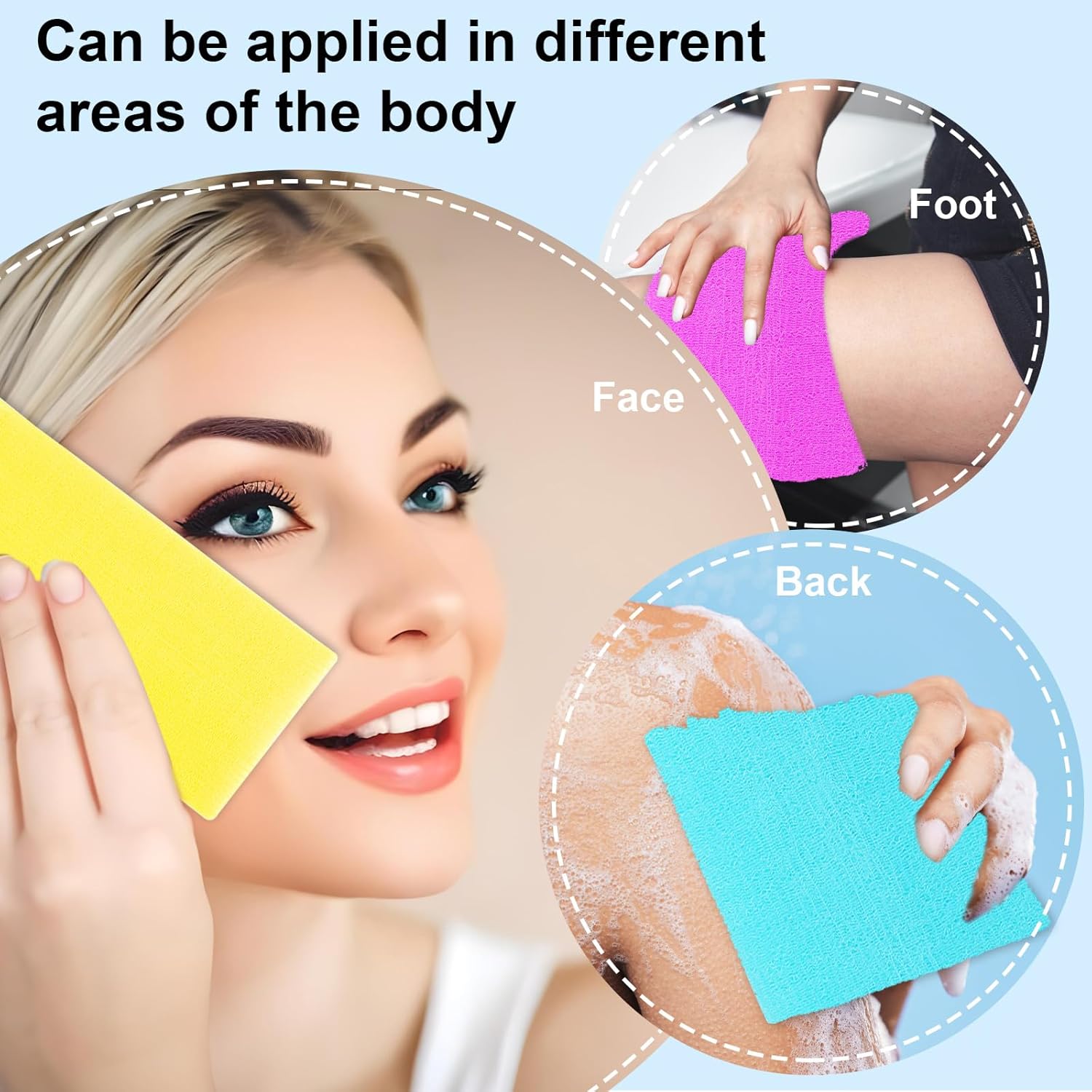 4 Pack Exfoliating Scrub Towels for Dead Skin Removal Smooth Radiant Skin