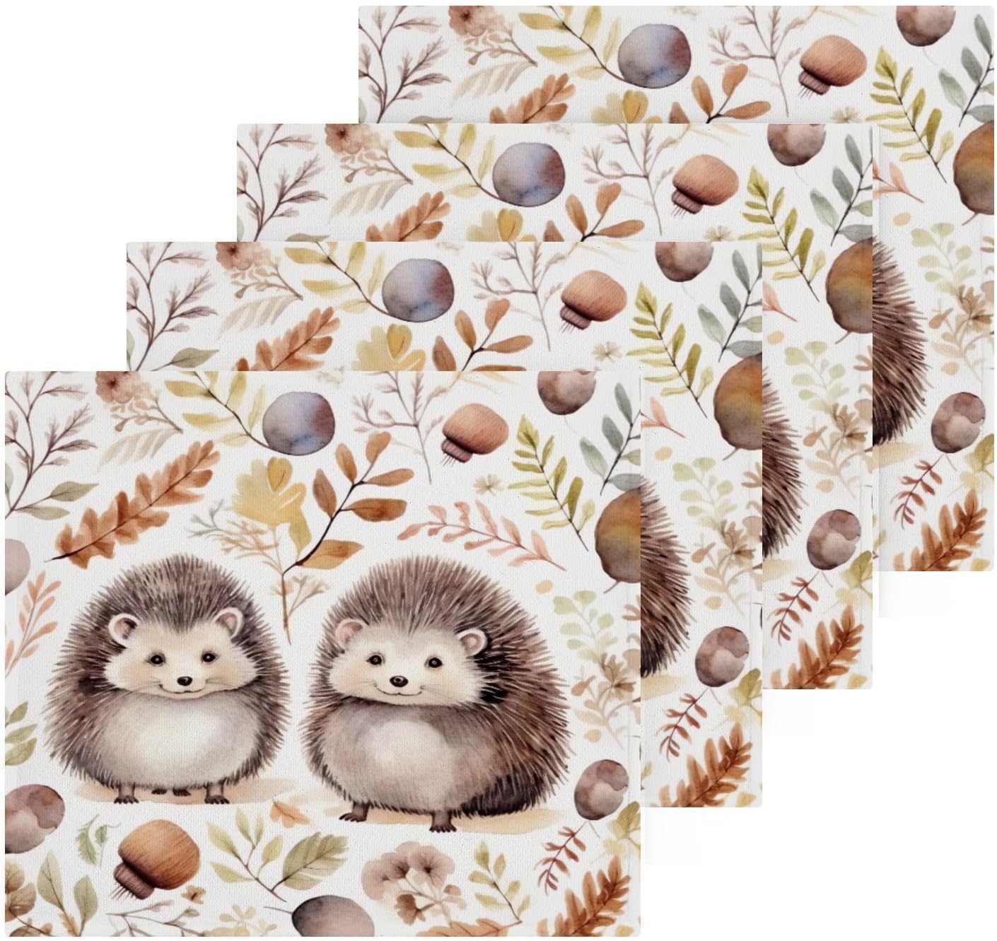 Kigai Cute Hedgehog Washcloth Set 2-12x12 Pure Cotton Soft Absorbent_homekitchenbath