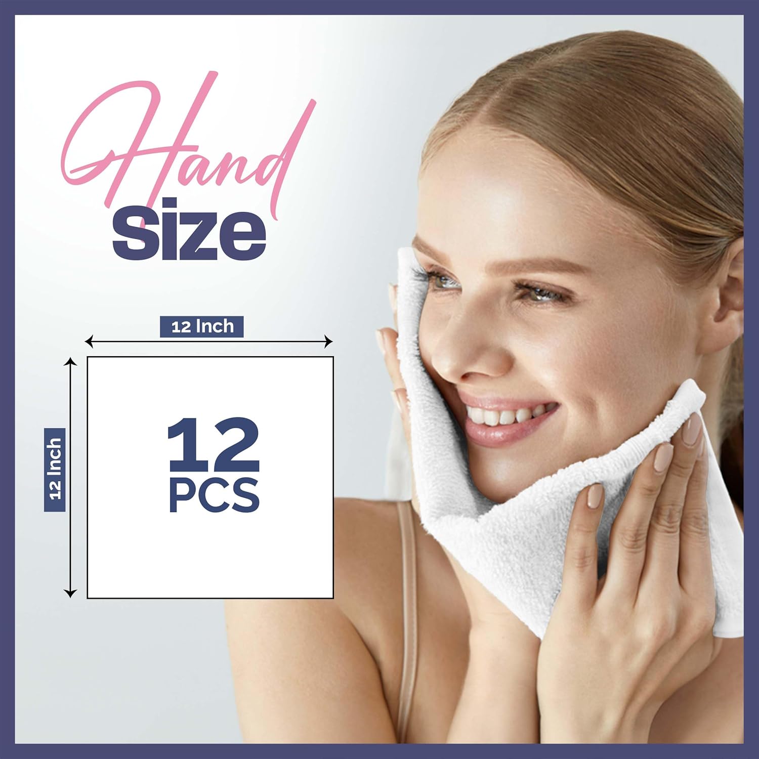 12x12 Inches White Wash Cloths 12 Pack Face and Body Towels