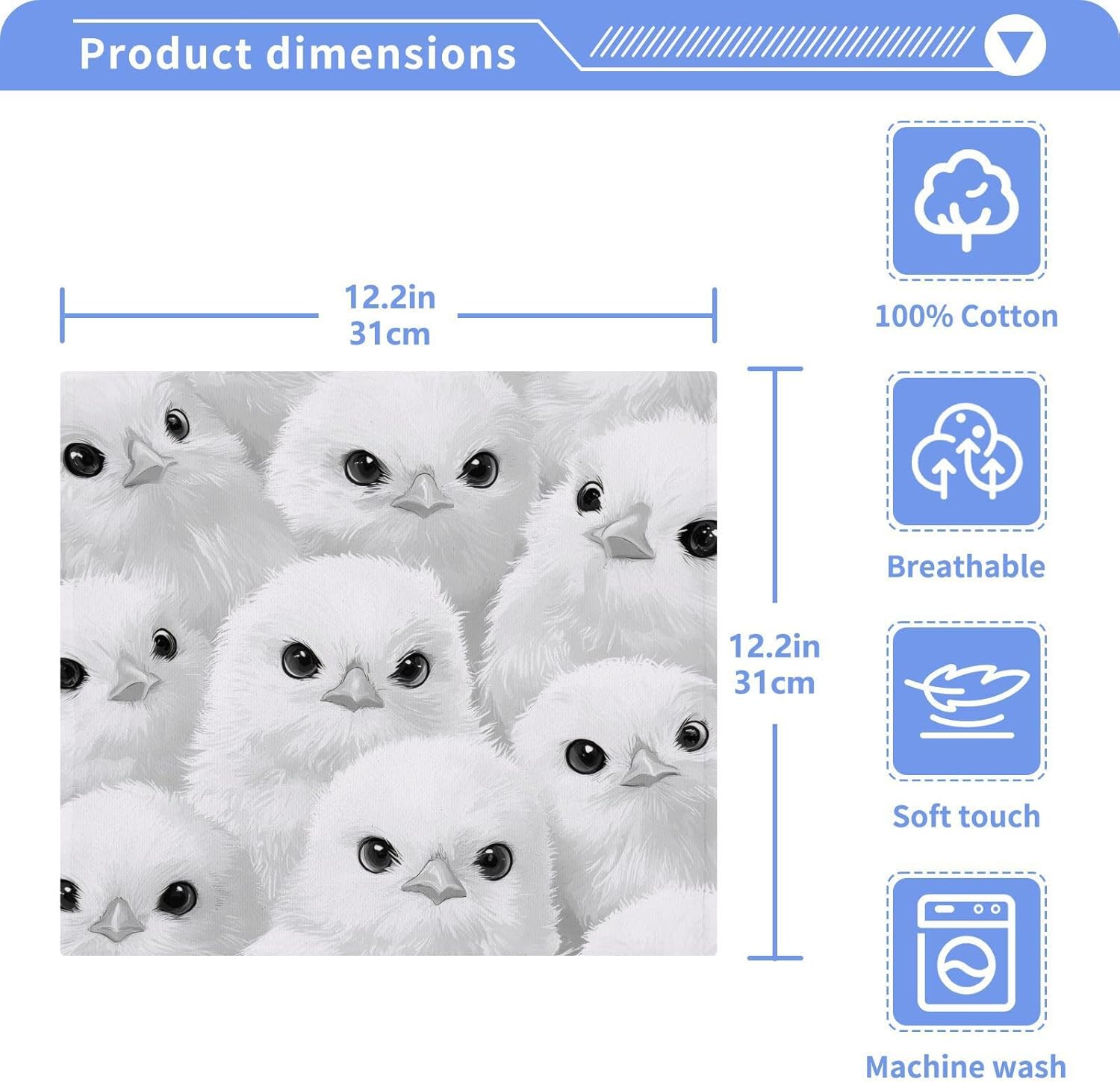 Bulletgxll Cotton Washcloths Set of 2 - 12x12 Inch Soft Absorbent Face Cloths