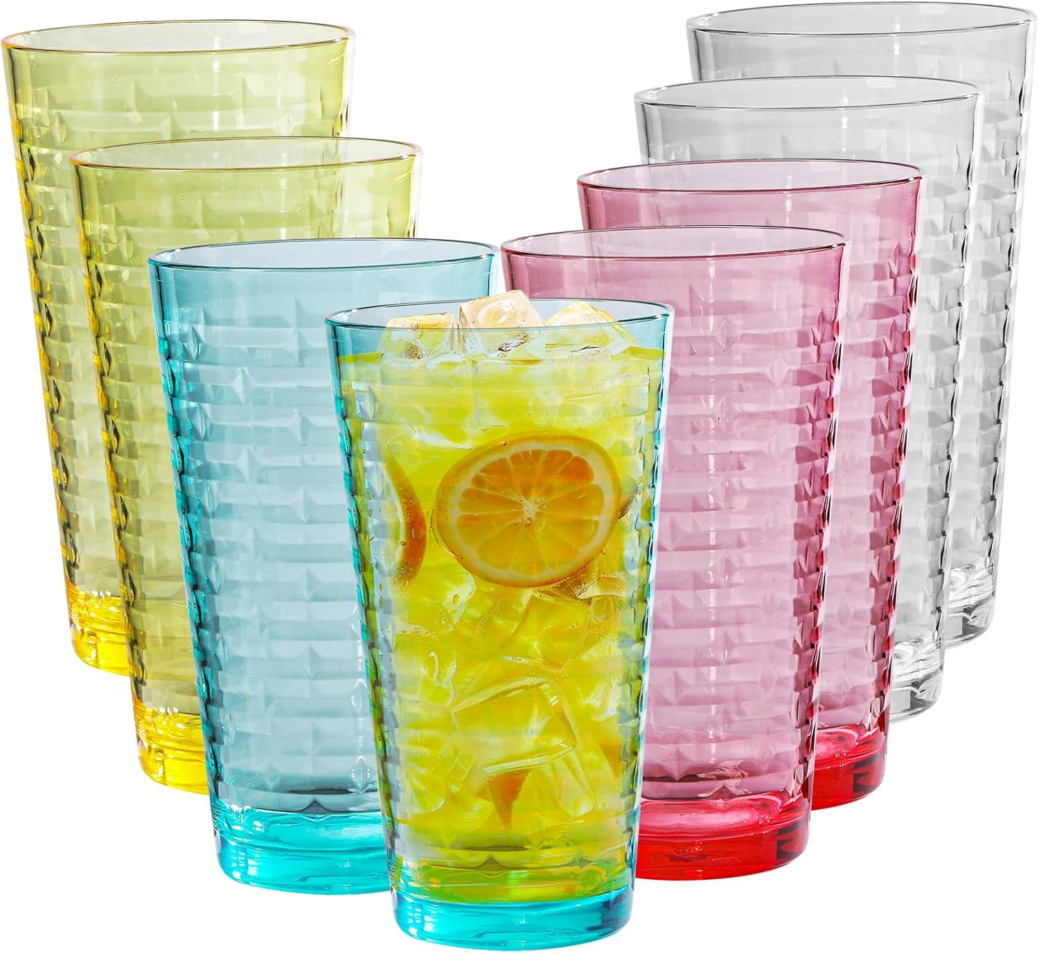 8 Pack Star Embossed BPA-Free Tumblers 22oz Reusable Stackable
