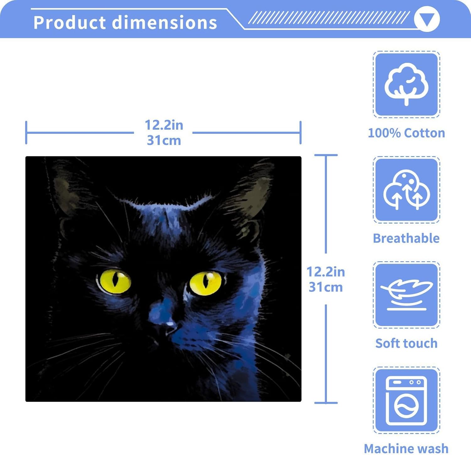Xigua Black Cat Washcloths 2 Pack Quick Dry