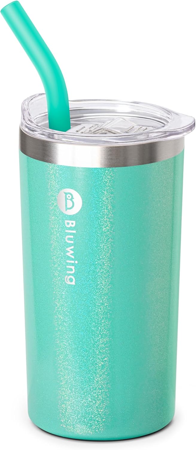 Bluwing 12 oz Tumbler with Glitter Purple Straw Lid