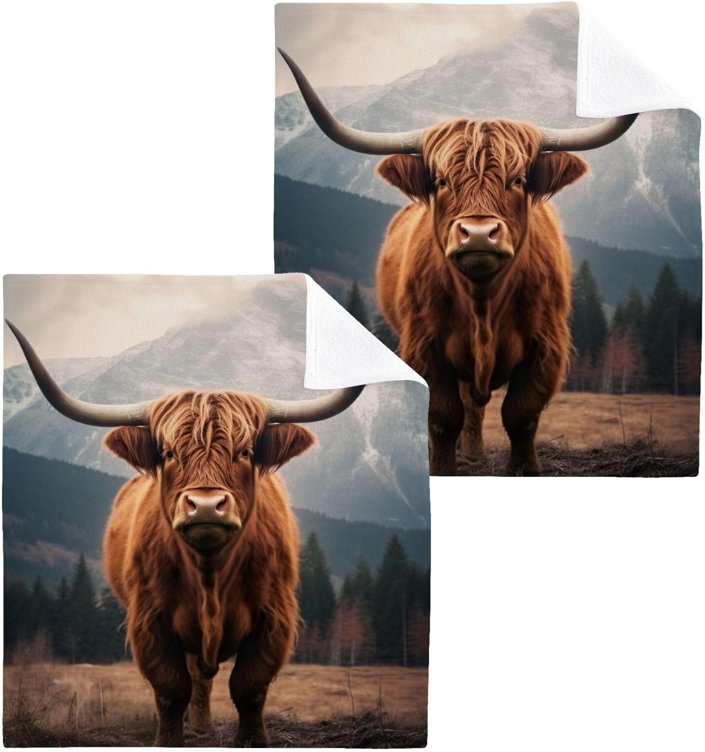Highland Cow Washcloth Set