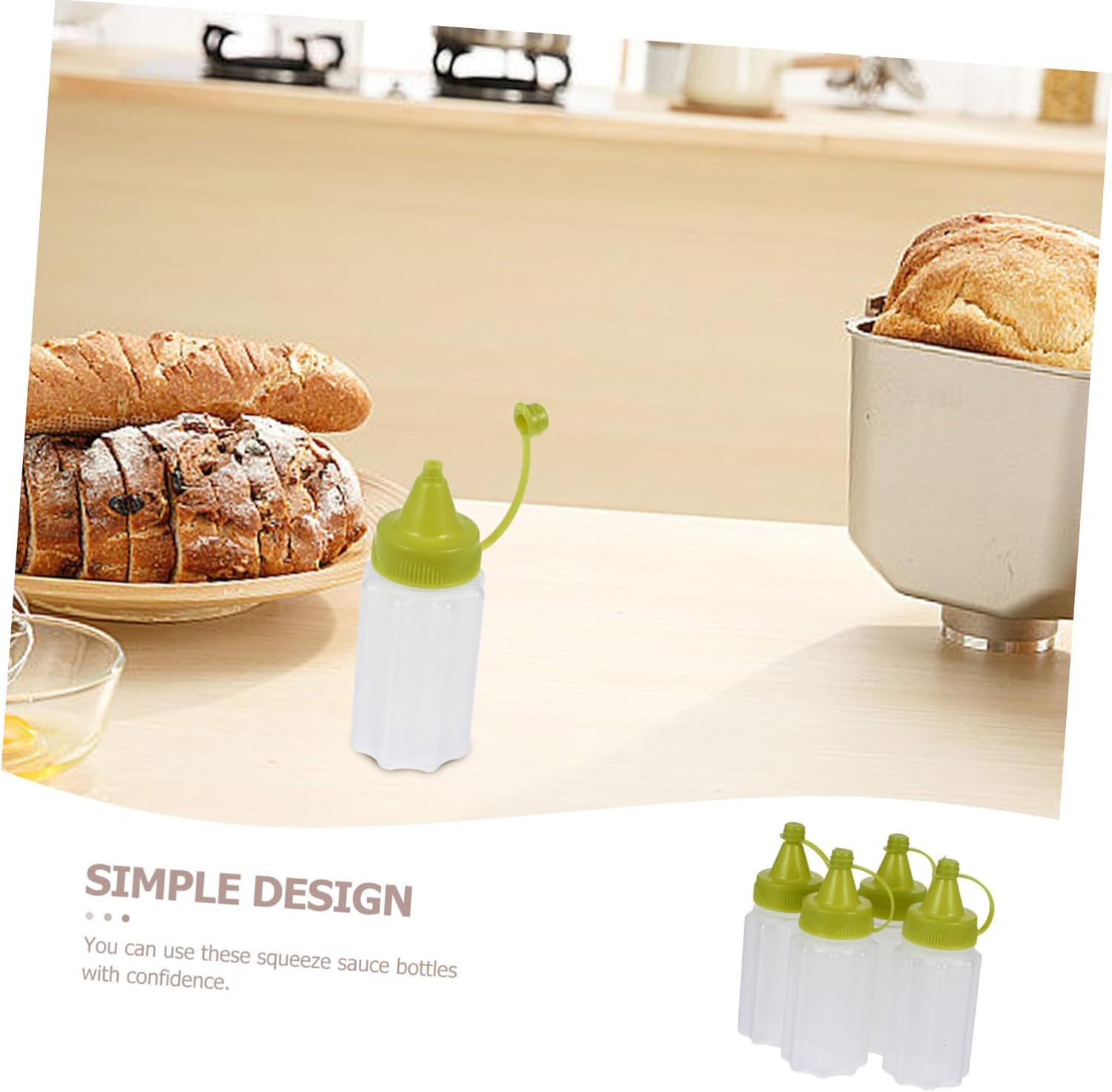 BRIGHTFUFU 4-Piece Squeeze Sauce Bottles for Ketchup Honey and Salad Dressings