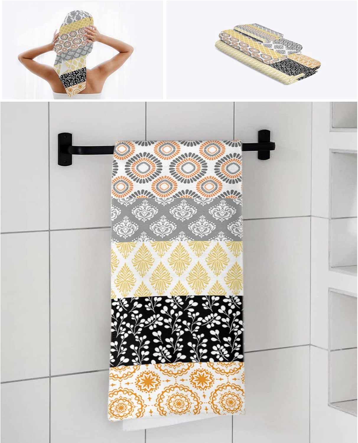 Luxurious Microfiber Boho Bathroom Towel Set Chic for Home Backup Use