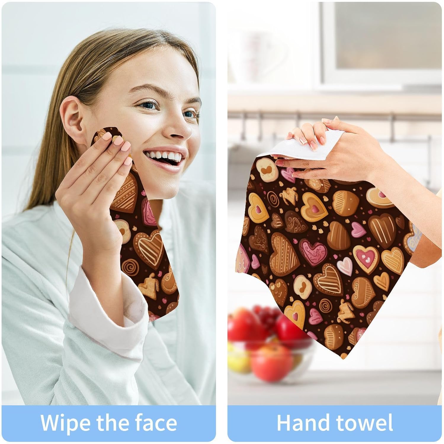 2 Pack Flradish Pure Cotton Washcloths 12x12 Inch Reusable Face Towels