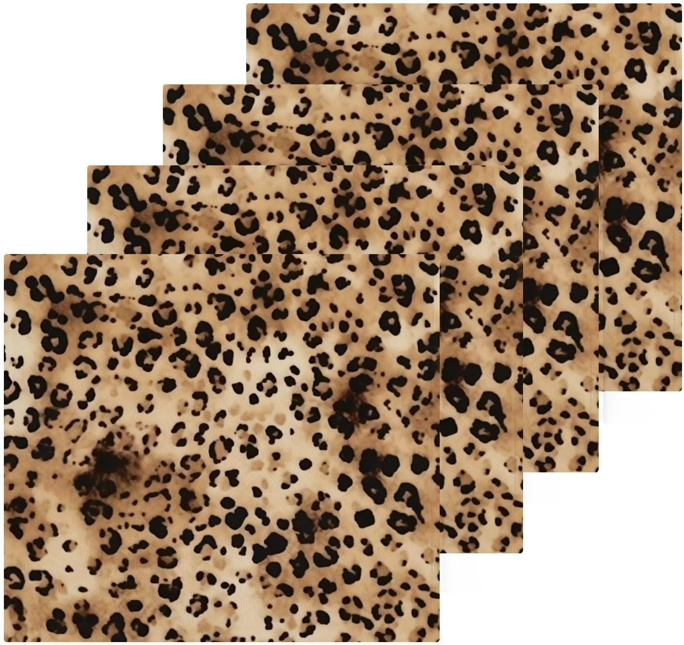Pure Cotton Leopard Print Reusable Absorbent Face Towels Set - 2-Pack