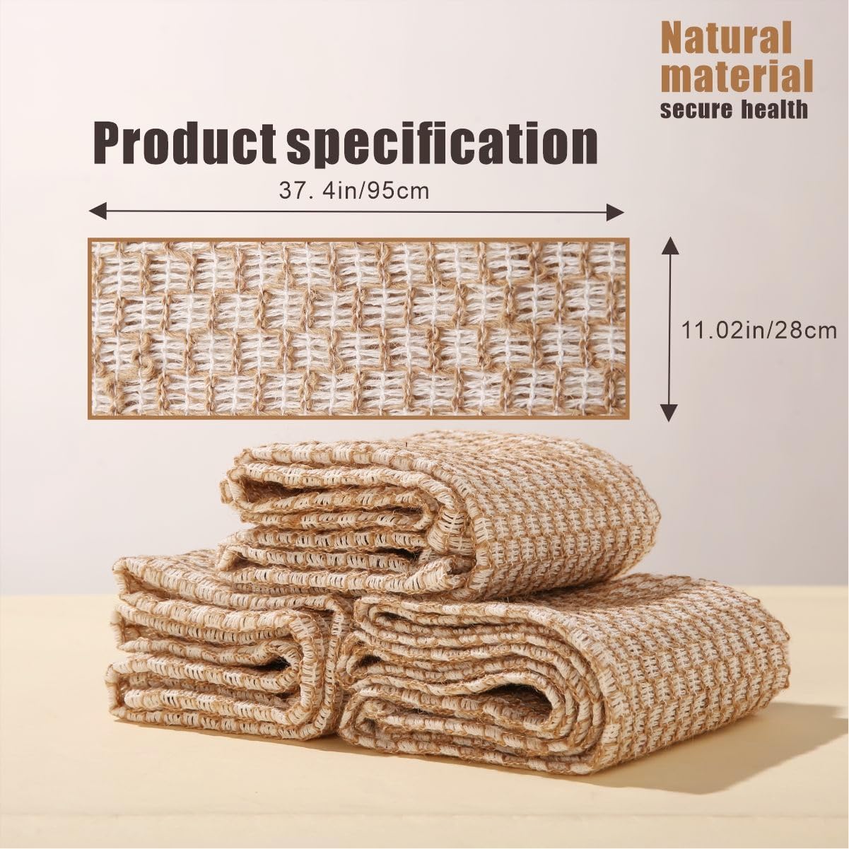 Eco-Friendly Jute Back Body Exfoliating Washcloth Towel for Men Women