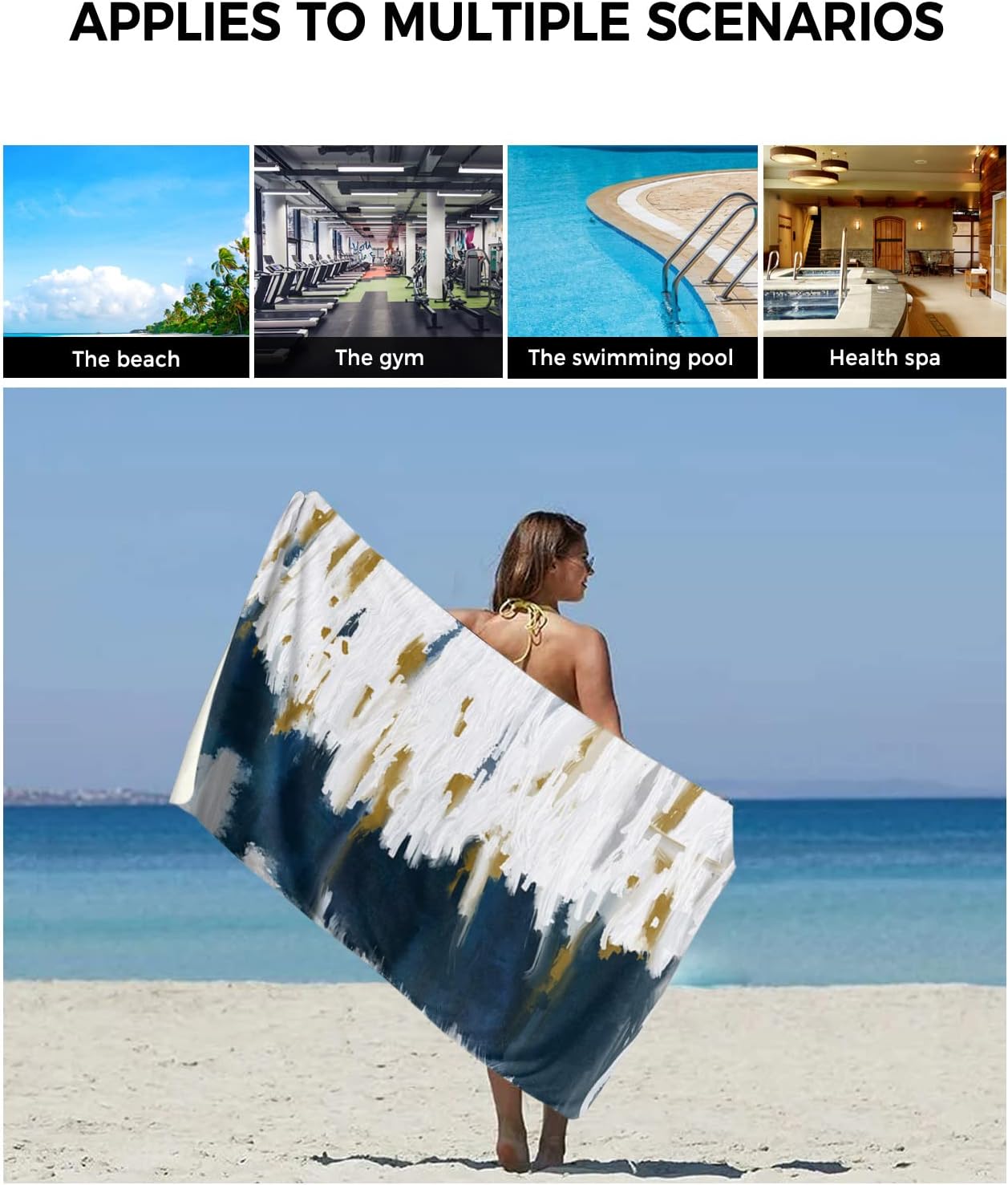 Navy Blue Abstract Towel Set