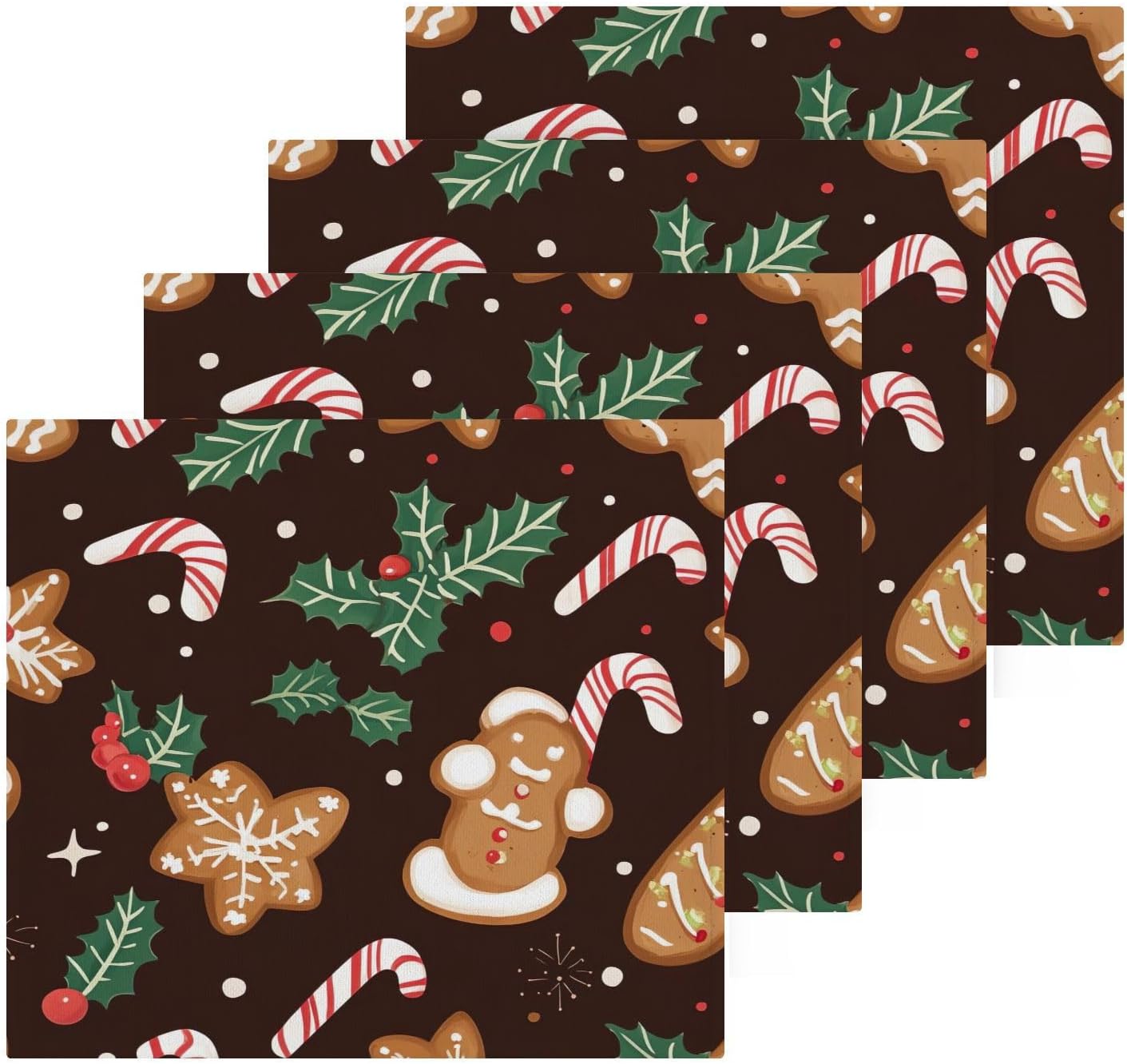 Kigai Christmas Cookie Washcloth Set Soft Absorbent Stylish for Home Travel