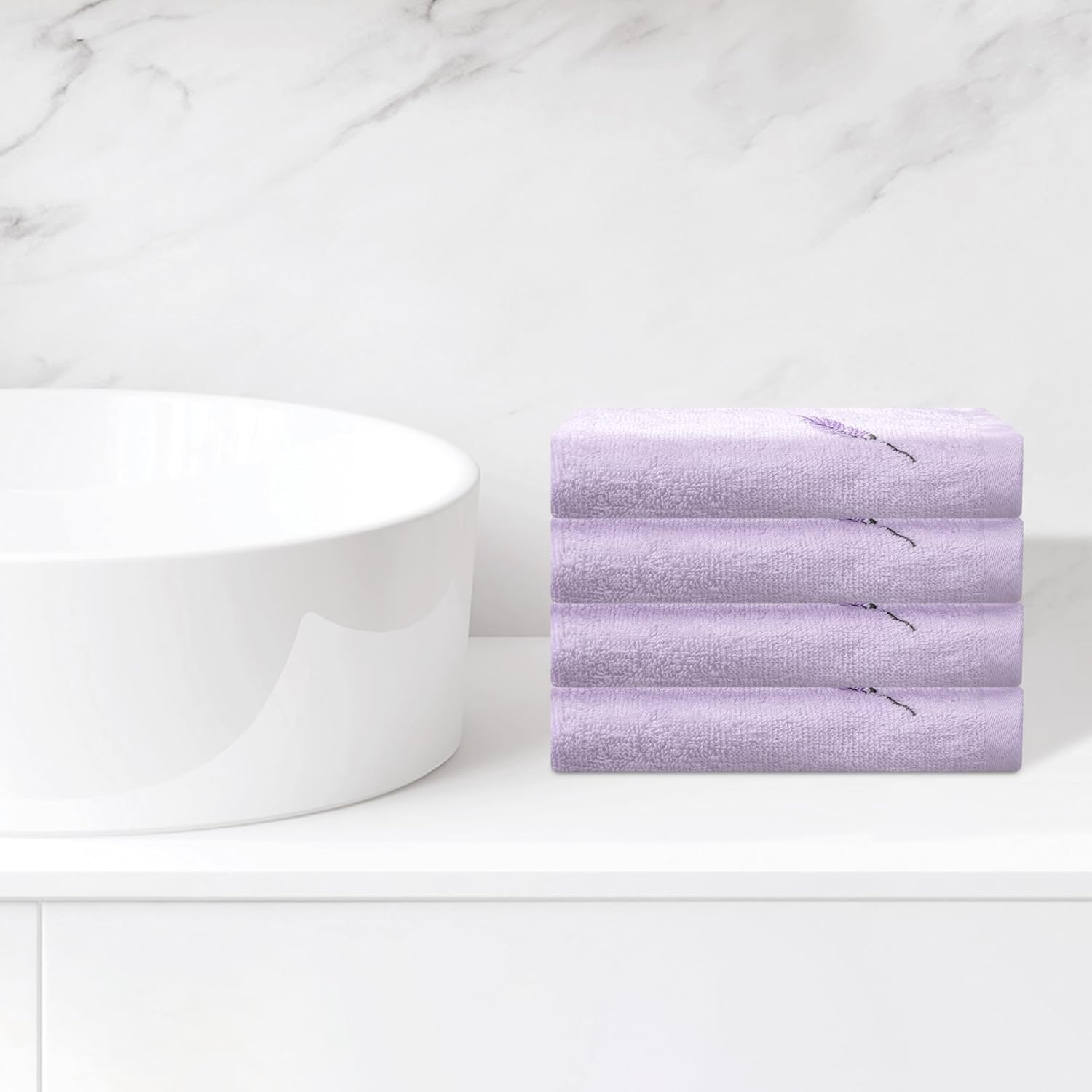 Coolant Lint-Free Cotton Washcloths 13x13 - 4Pack - Light Purple