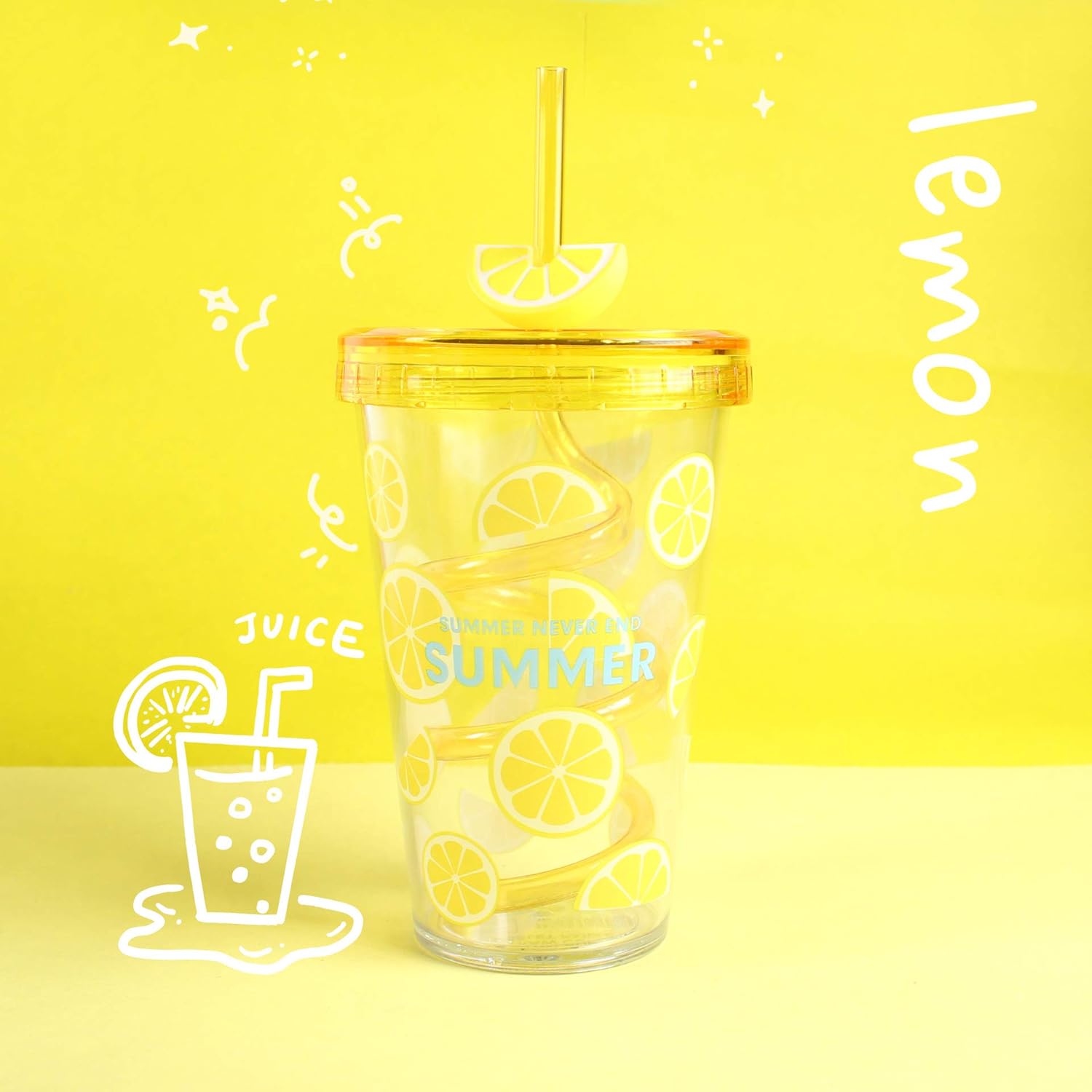 Stylish Fruit Kid Travel Tumbler with Straw Keychain Gift