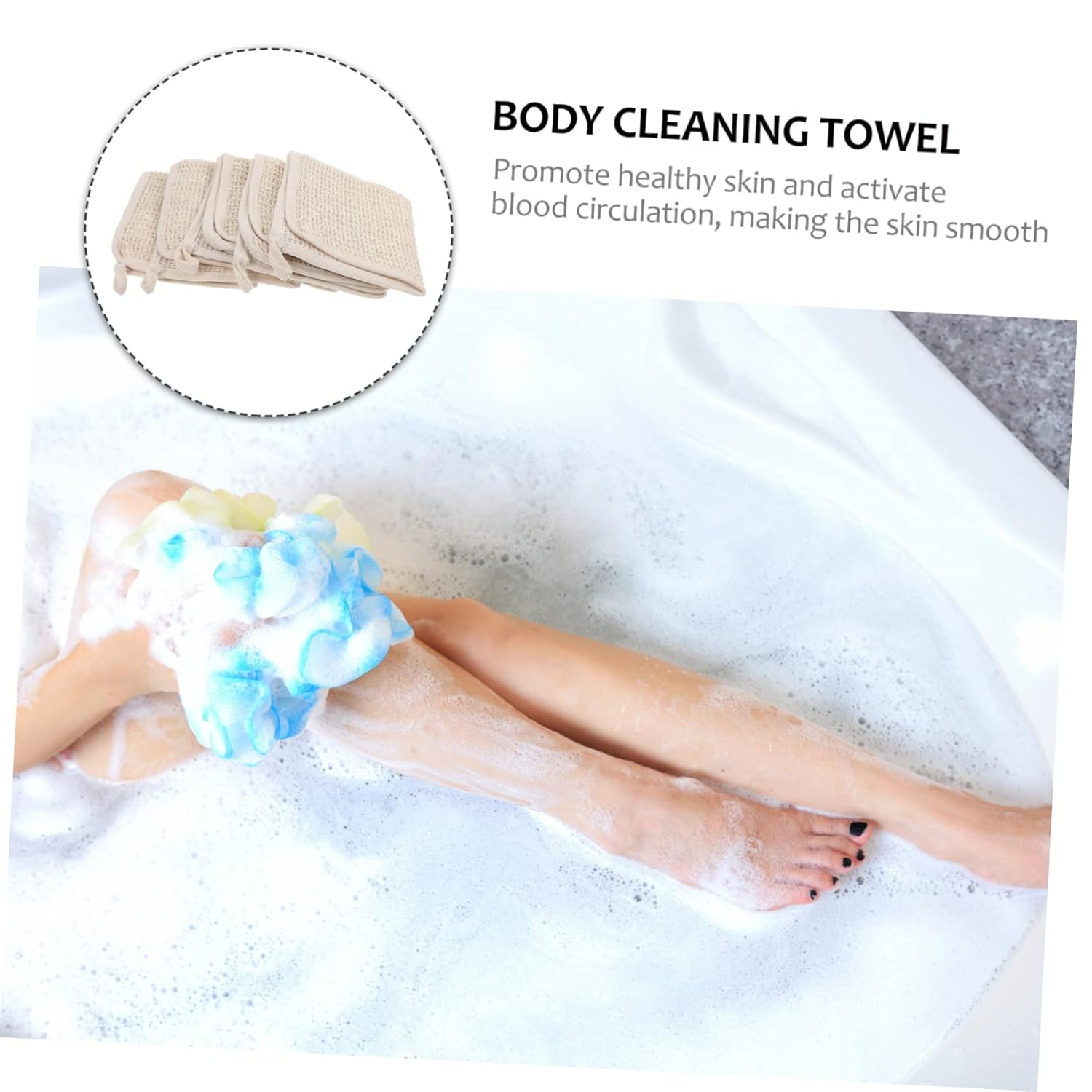 VICASKY 5pcs Exfoliating Bath Towels for Deep Cleaning and Gentle Skin Care