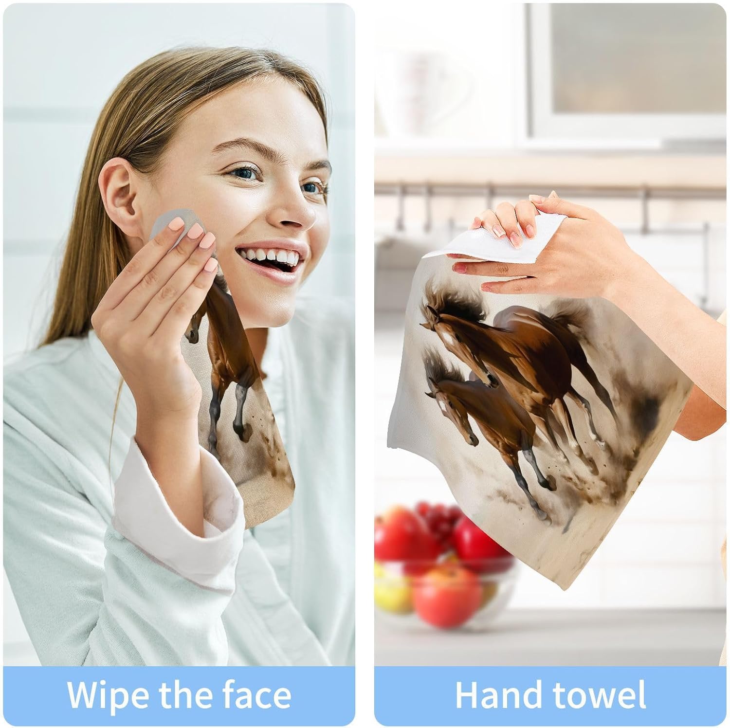 YETTASBIN Horse Washcloths 2 Pack Soft Cotton Towels