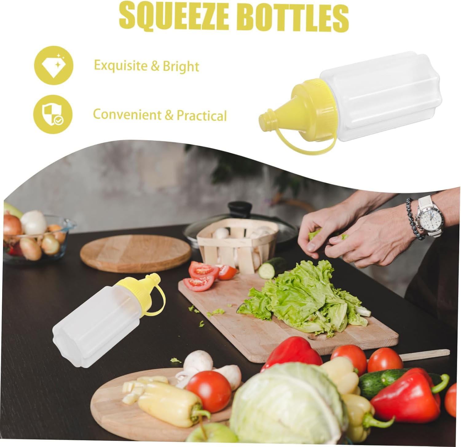 4 Pack Condiment Squeeze Bottles Perfect for Salads and Dressings
