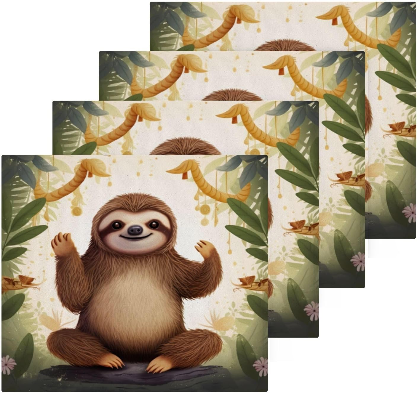Xigua Cute Sloth Washcloths - Soft Absorbent 12x12 inch Pack