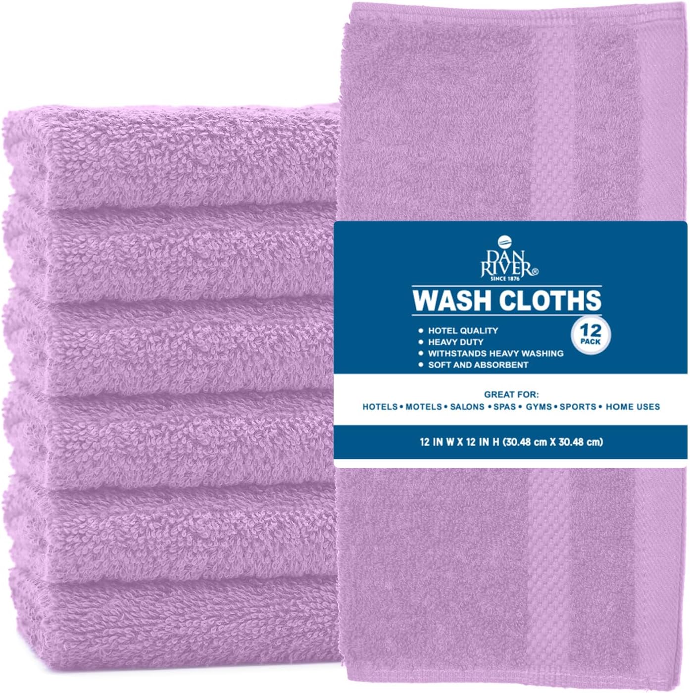12-Piece DAN RIVER Premium Cotton Wash Cloths for the Face