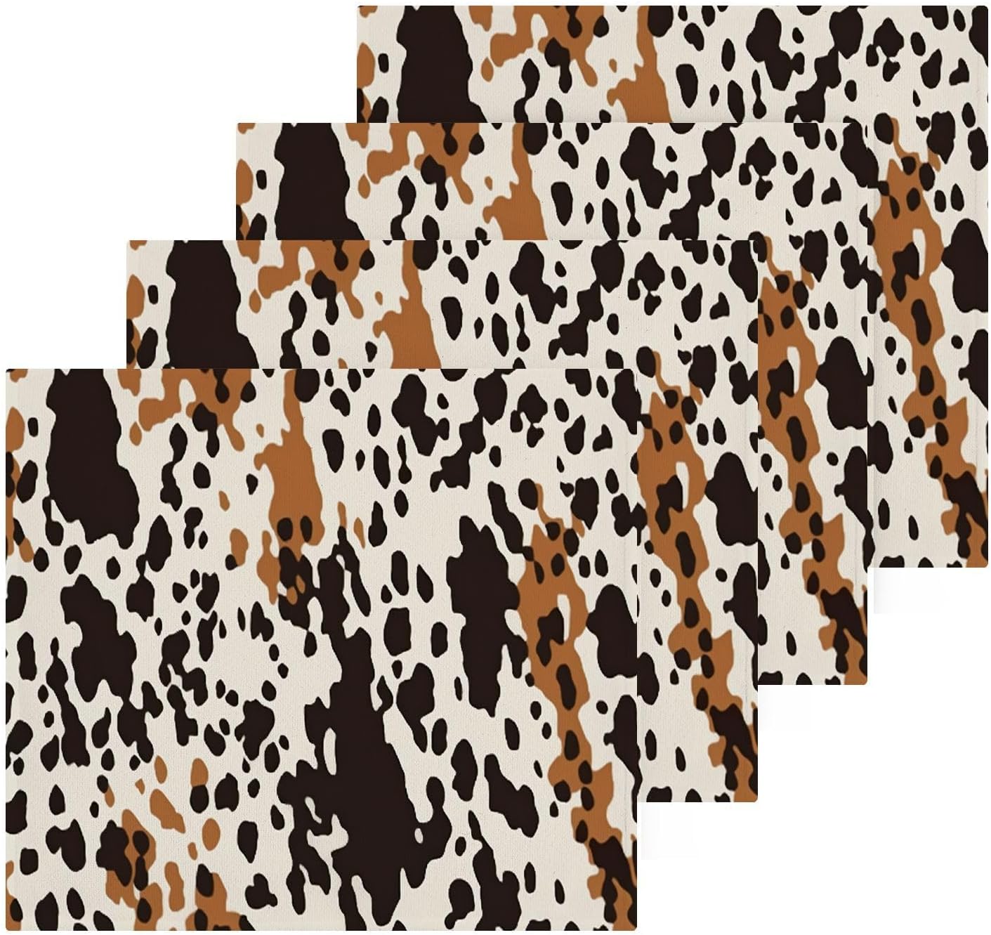 Natural Softness Brown Cow Print Washcloth for Face Hand