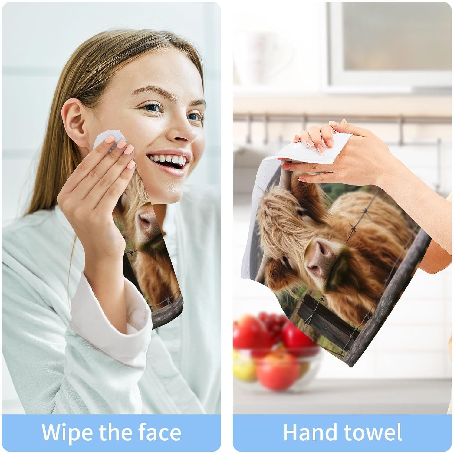 Xigua 12x12 Cotton Face Washcloths Soft Absorbent 2-Pack