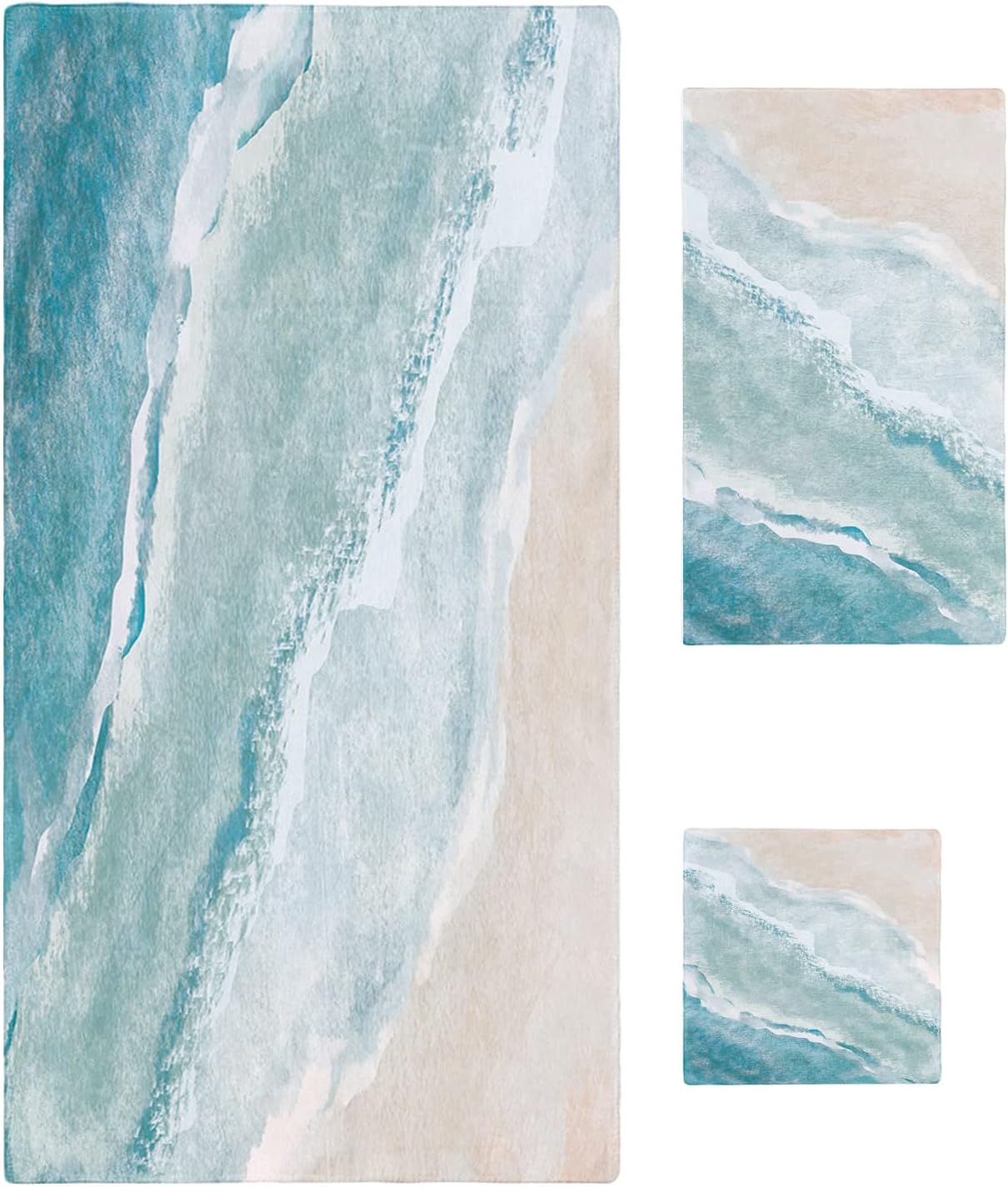 Seven Roses Microfiber Bath Towels Set - Nautical Soft for Beach Kitchen