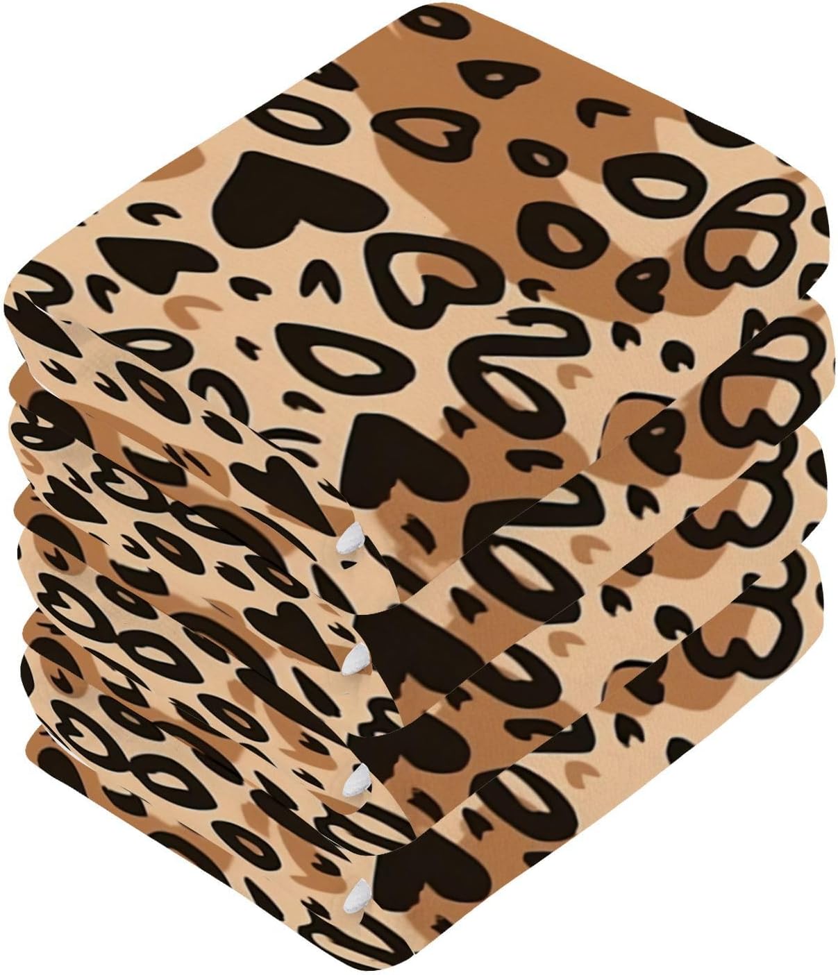 Leopard Heart 12x12 Soft Cotton Washcloths Set