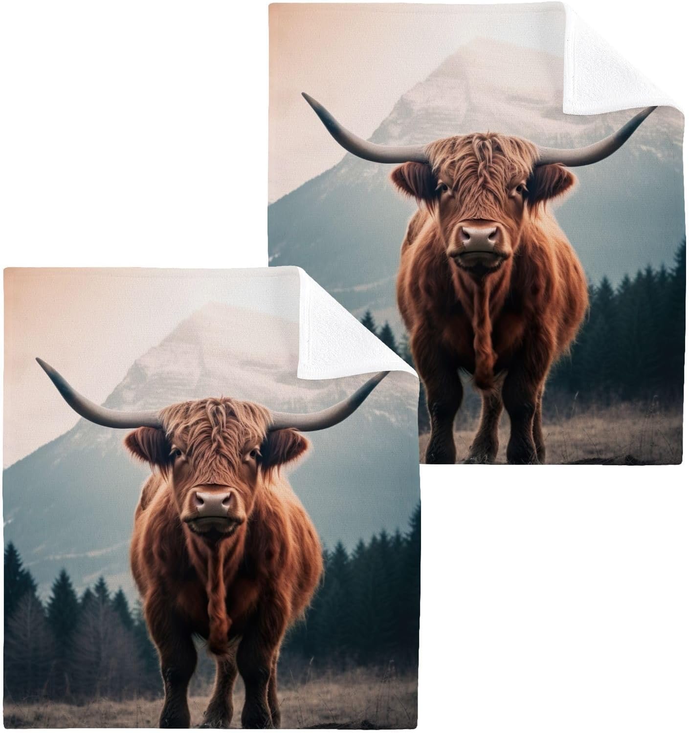 Highland Cow Washcloth Soft Cotton for Babies