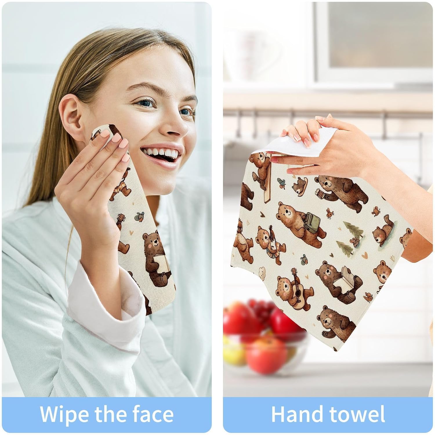 Small Brown Bears Washcloths 2-Pack 12x12