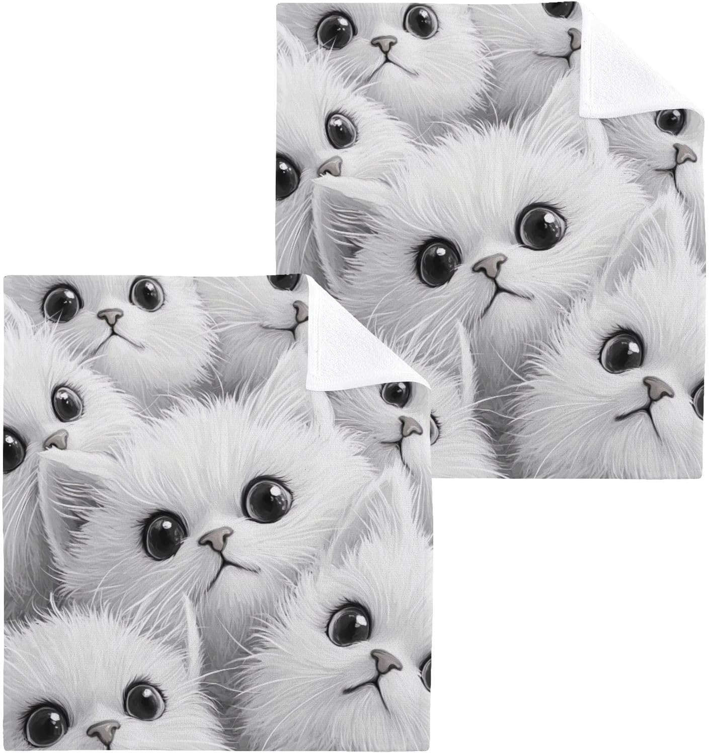 Vibrant Kawaii Kitten Washcloths for Your Washroom