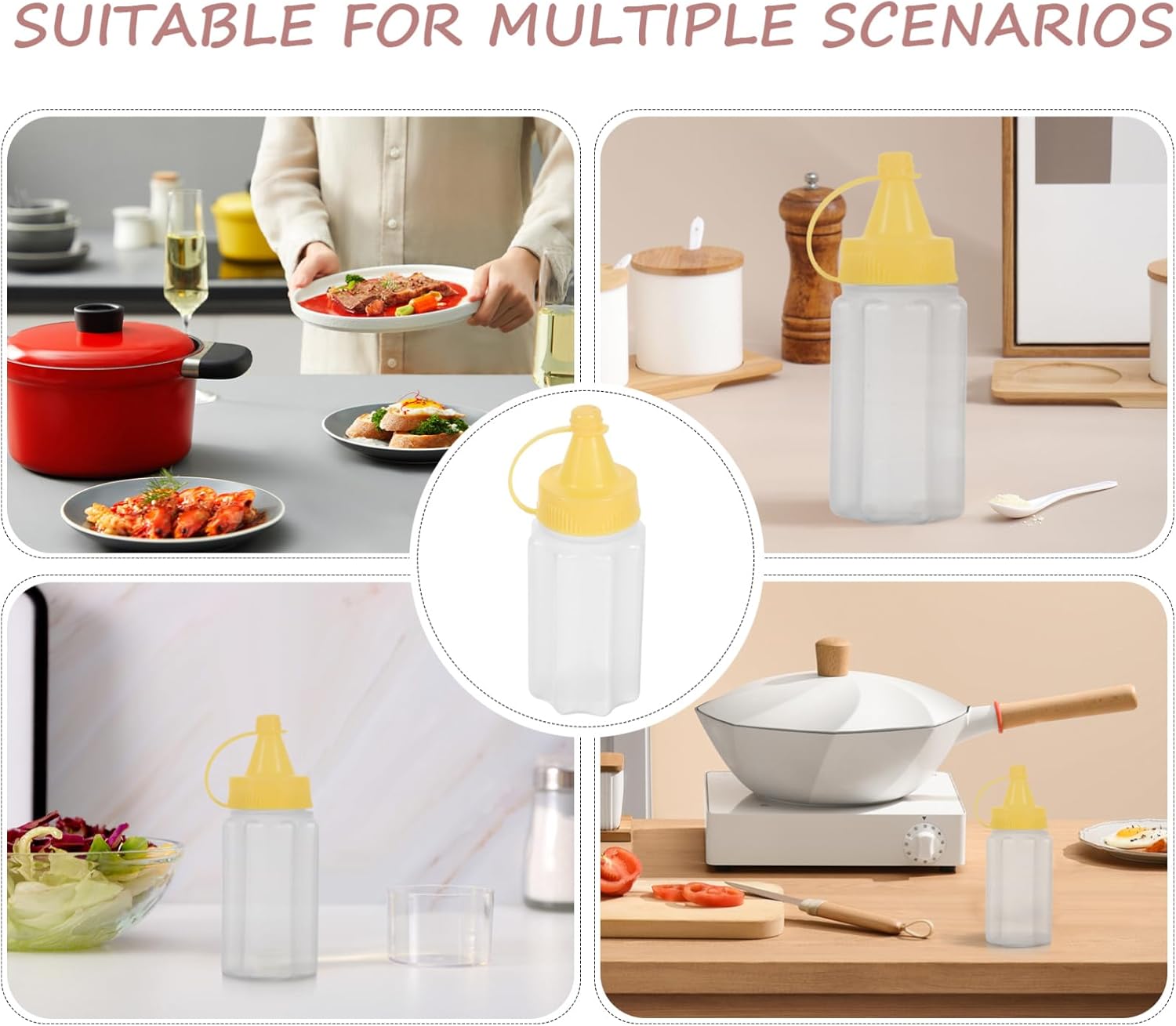 16 Pcs Mini Squeeze Bottle Set for Mustard and Salad Dressing