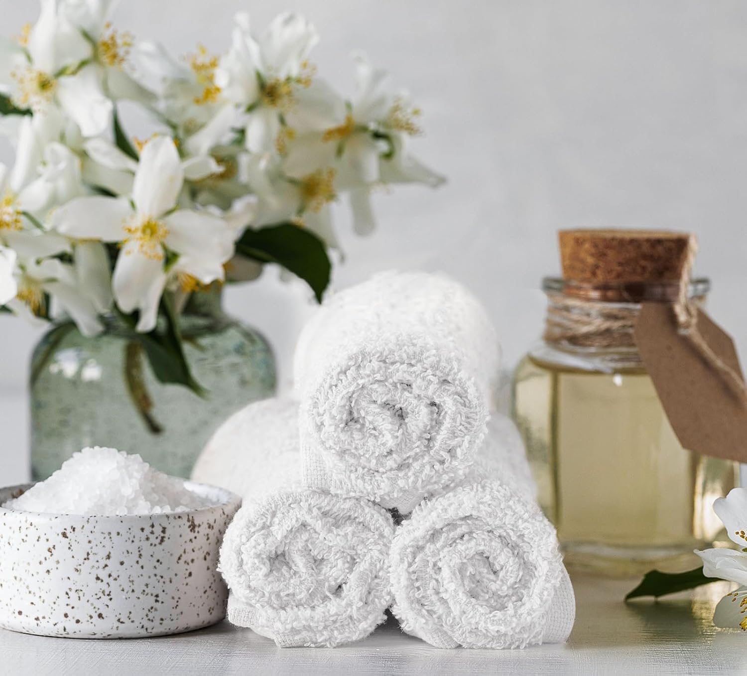 Premium 100 Cotton Washcloth Set - 24 Soft Thick Absorbent