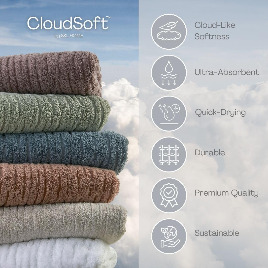 SKL Home CloudSoft Cotton 4-Piece Washcloth Set