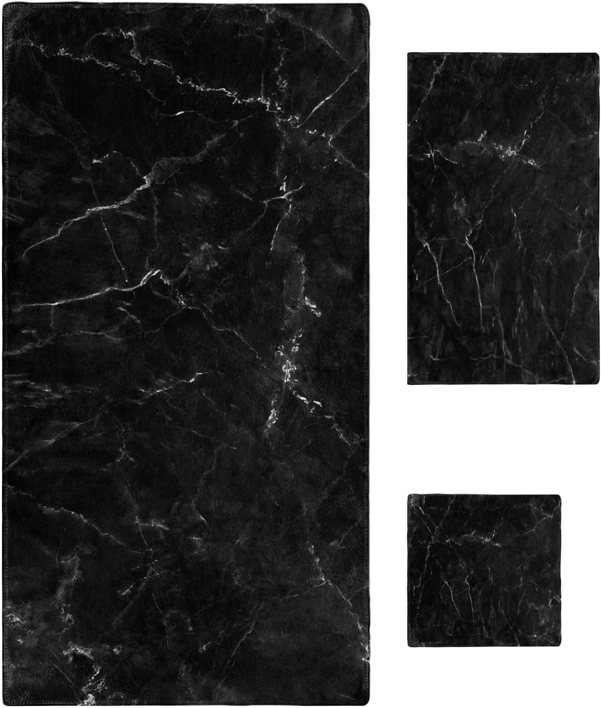Marble Black White Crack Mini Towel Set
