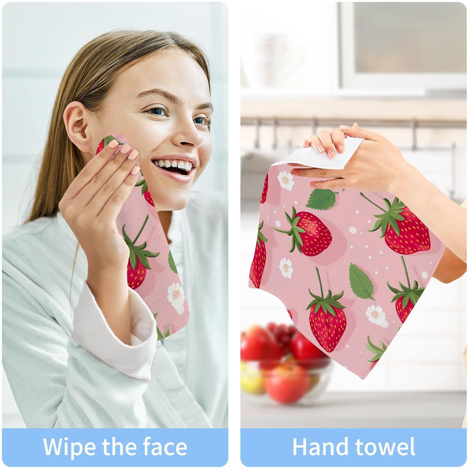 Strawberry Washcloth Set Perfect for Washdowns Soft Reusable Towels