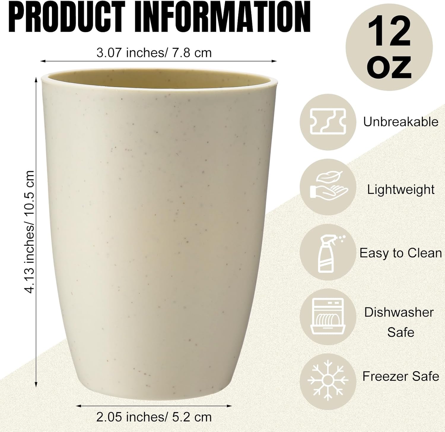 Patelai Unbreakable Plastic Cups Dishwasher Safe - Perfect for Smoothies More