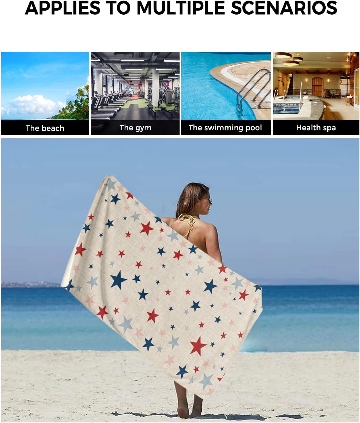 Independence Five-Pointed Star Shining 3-Piece Bath Towels Set