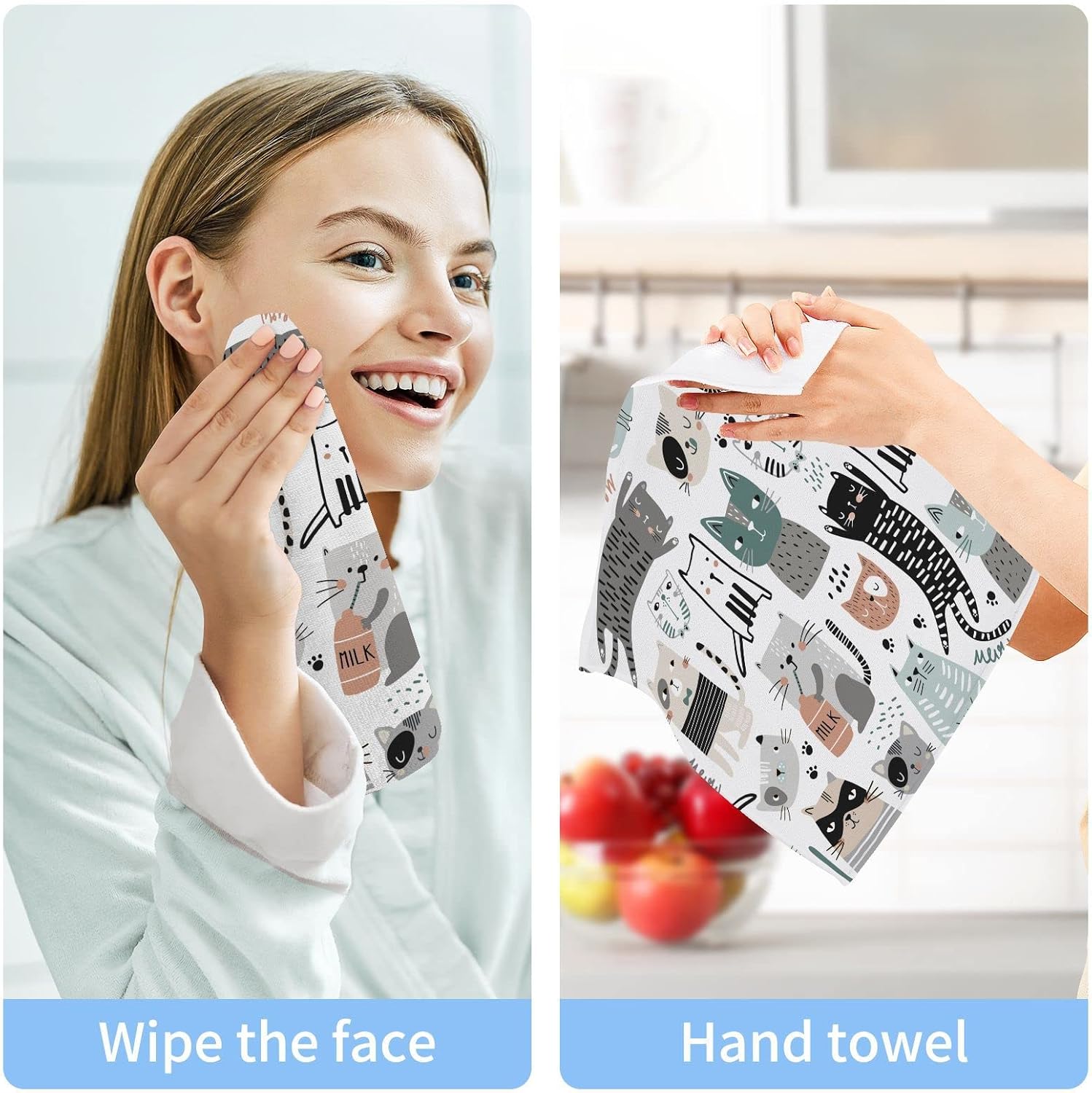 Burbuja Funny Cats Cotton Washcloths Set of 2