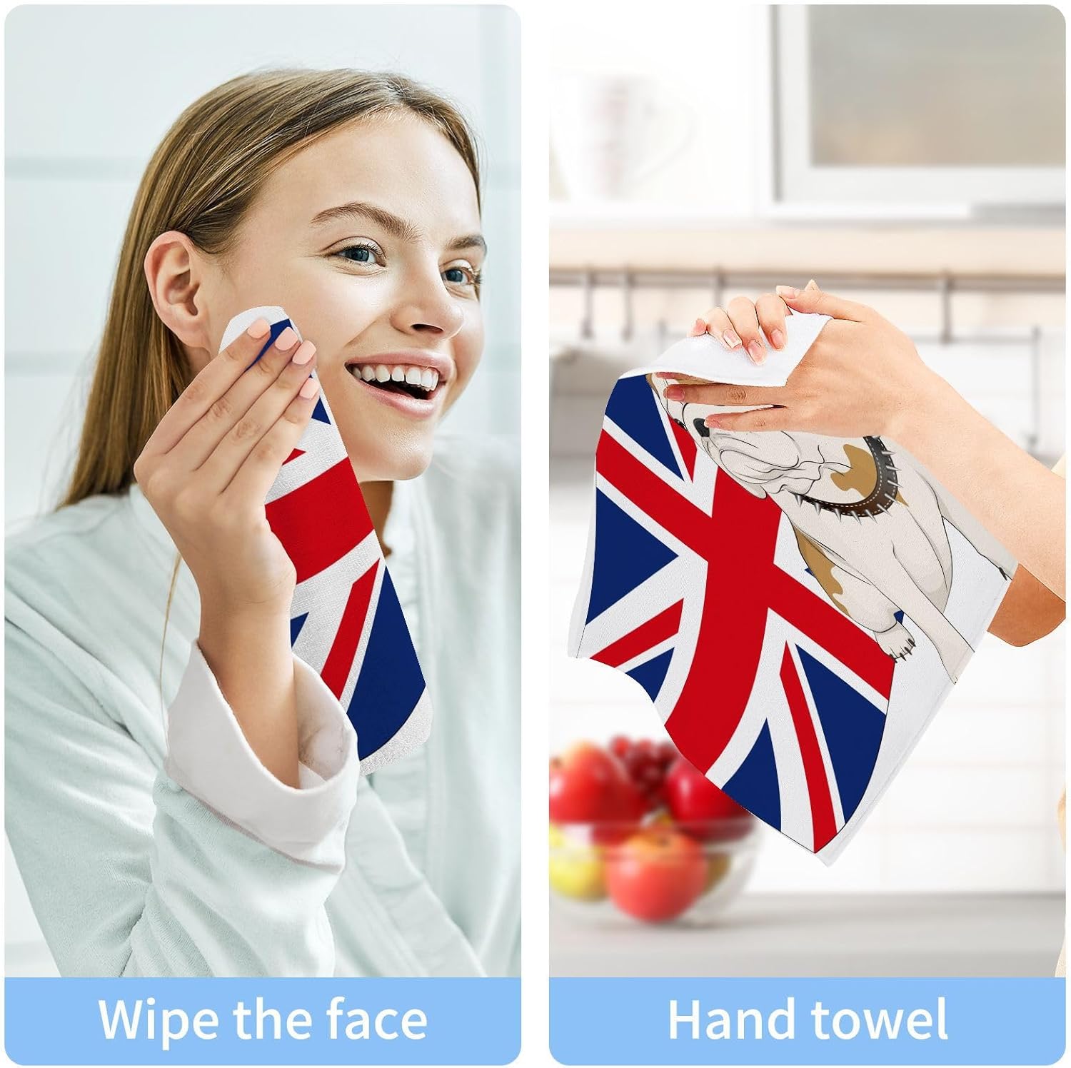 ALAZA Bulldog of The British Flag 12x12 Washcloth 2-Pack