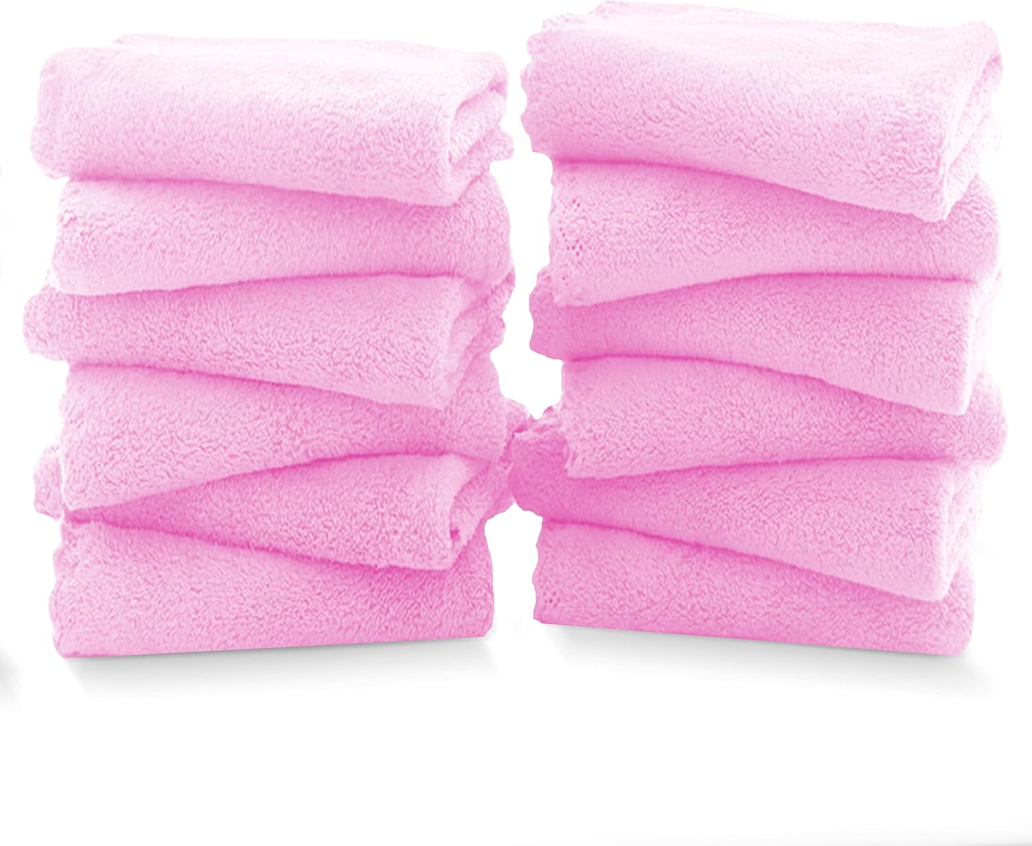 TENSTARS 12 Pack Premium Washcloths Set - Soft Microfiber Coral Velvet