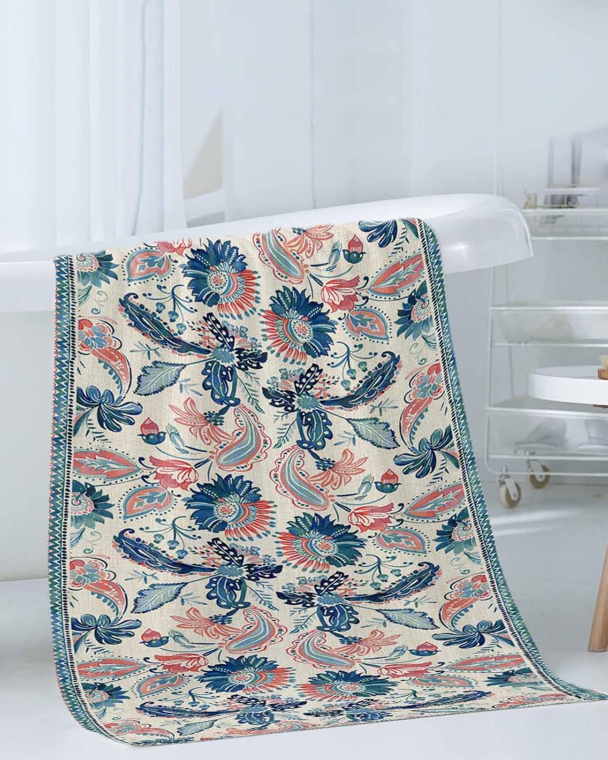 Retro Blue Paisley Bath Towels Set