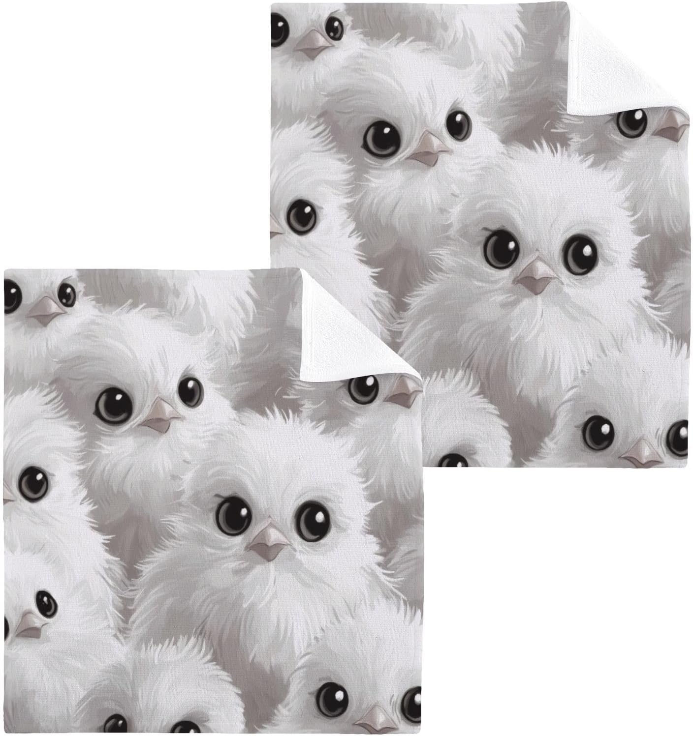 Fluffy 12x12in Washcloths Face Hand Towels 2-Pack of Soft Cotton Washcloths