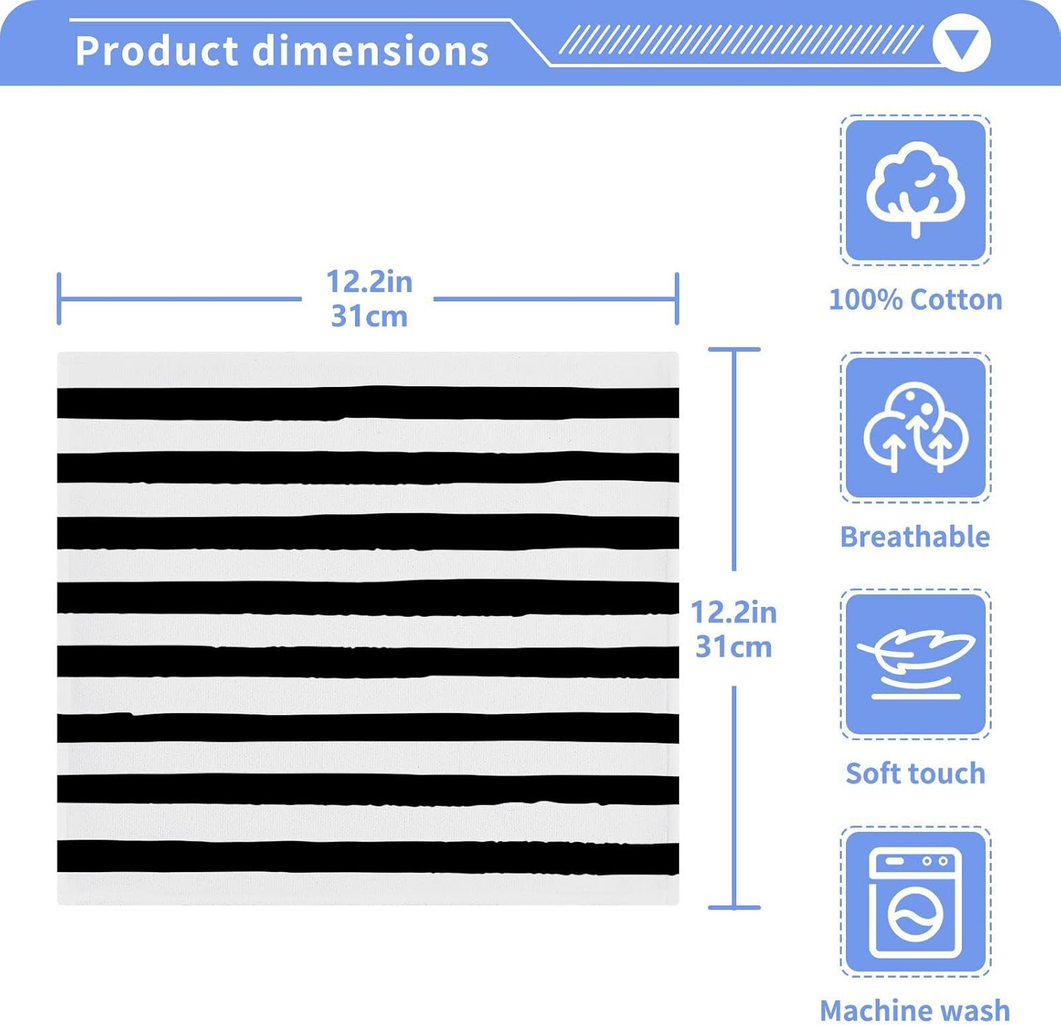 Kigai Premium Washcloth Set - Black White Stripes