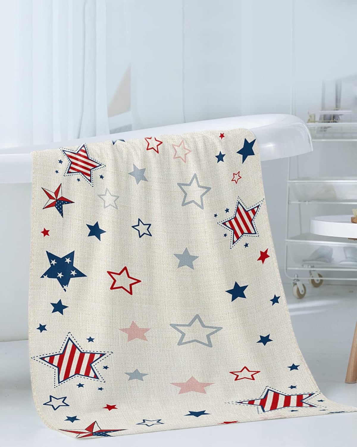 Anzona 4th of July Blue Red Star 3-Piece Bath Towels Set
