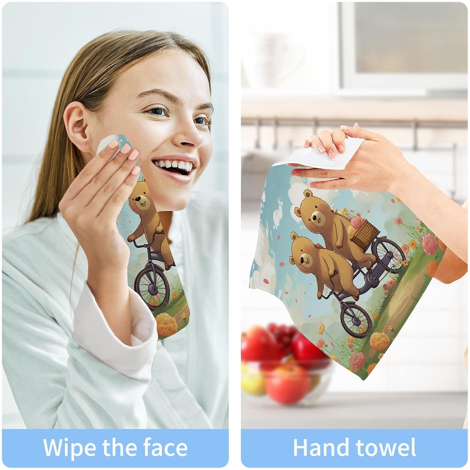 Cartoon Bear Washcloth Set