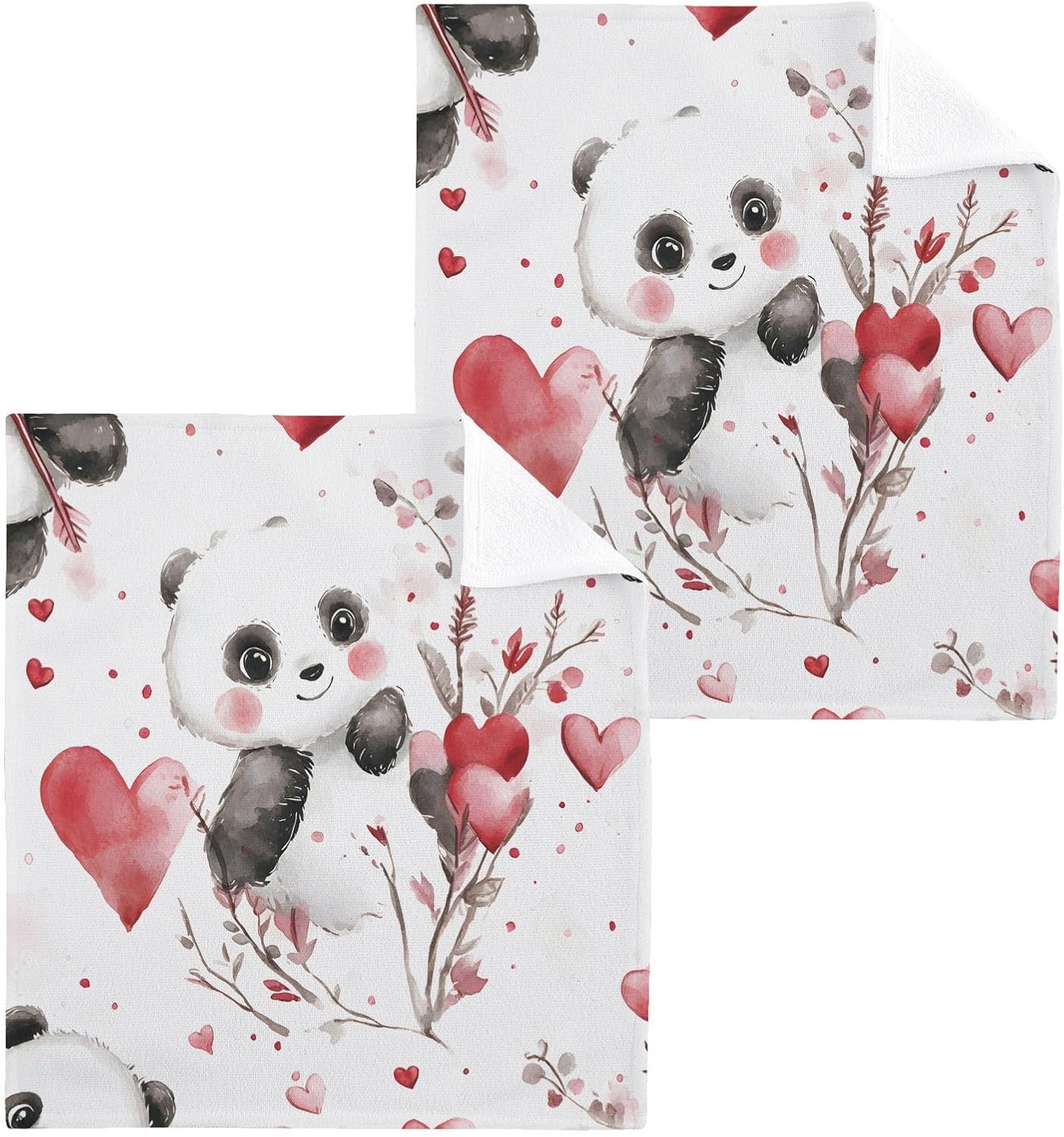 FUGIDO Valentines Day Panda Washcloth Set - Premium Soft 2-12_pack