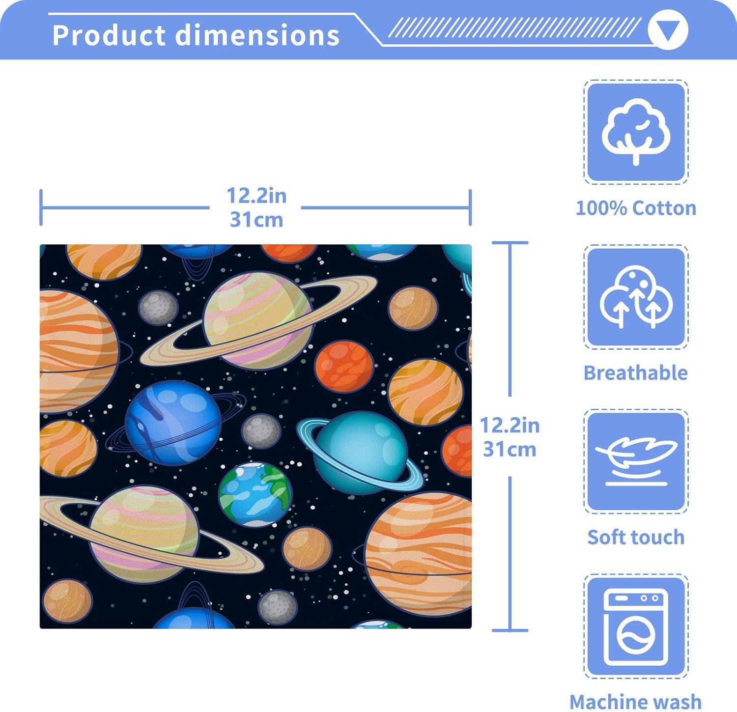 WELLDAY Cartoon Solar System Washcloths 2 Pack