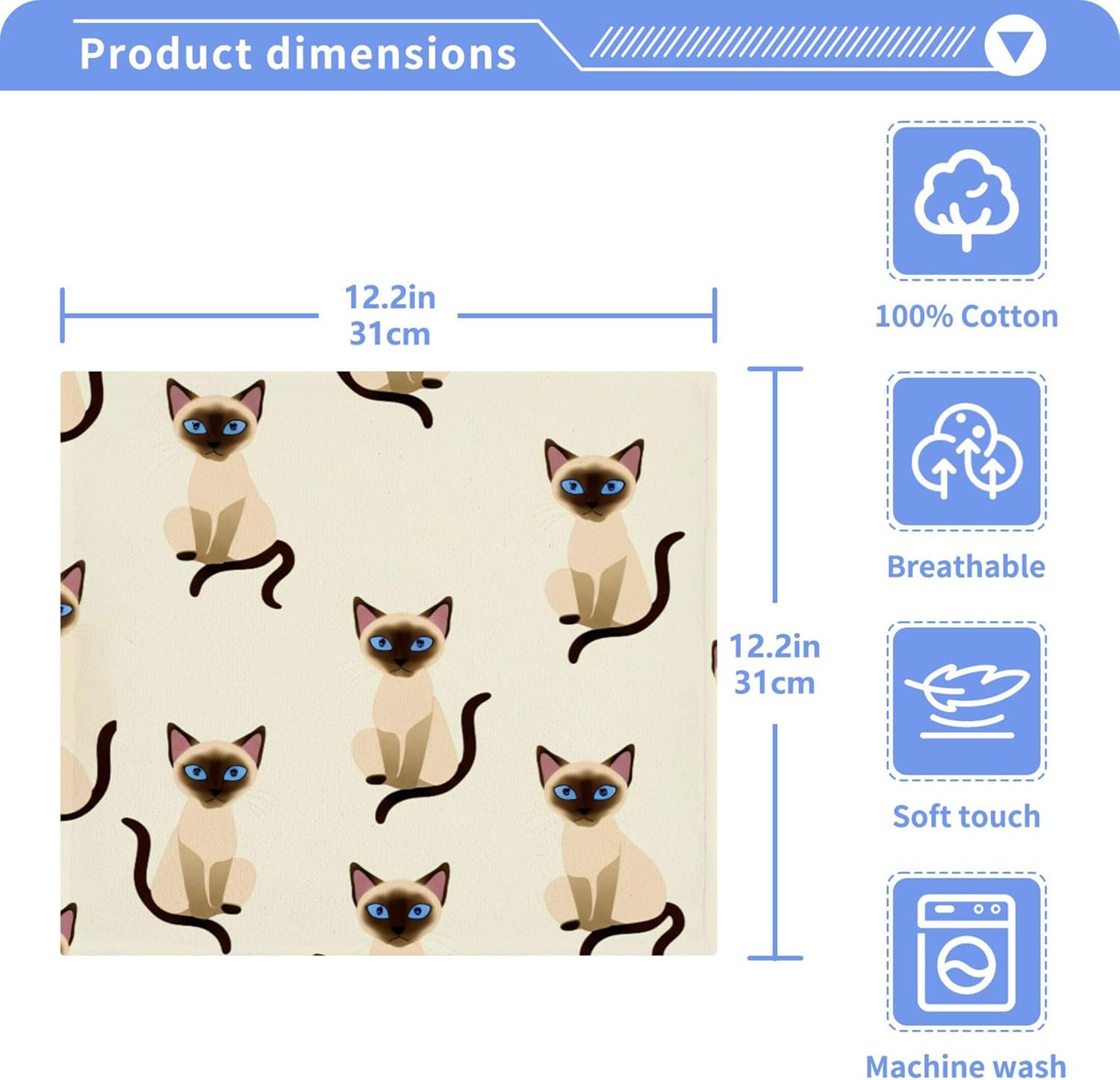 Burbuja Siamese Cats 4 Pack Washcloths - Soft Absorbent