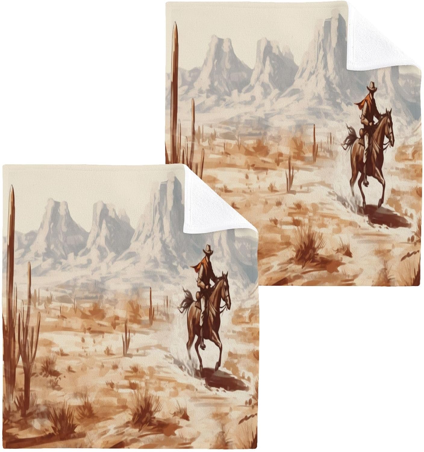 Cowboy Washcloth Set - Soft Reusable Face Towels for All Ages