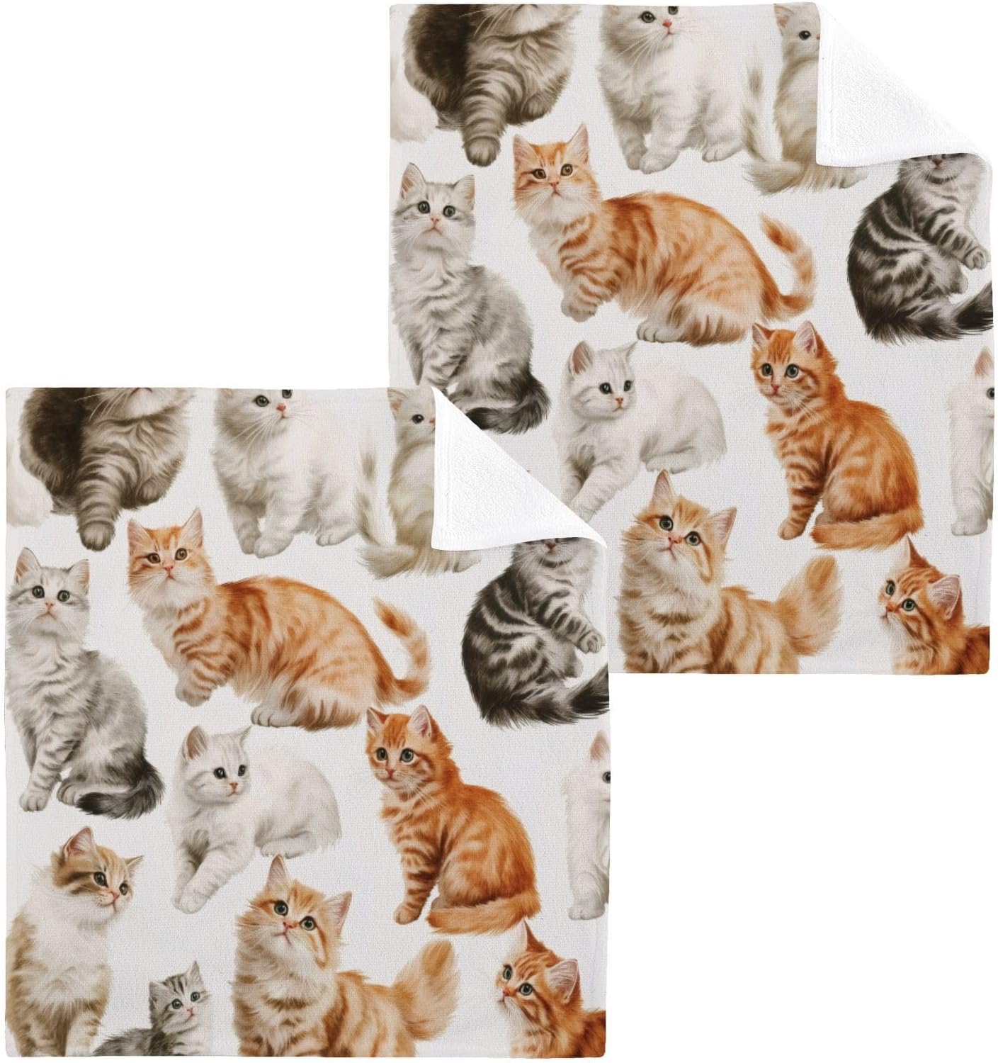 2-Pack Playful Cats Washcloths for Bathroom 1
