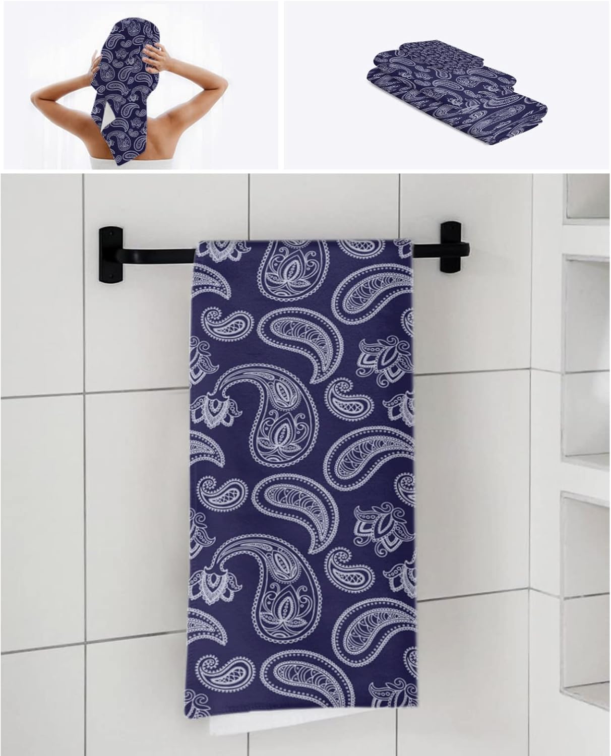Ethnic Style Indigo Bath Towels Set